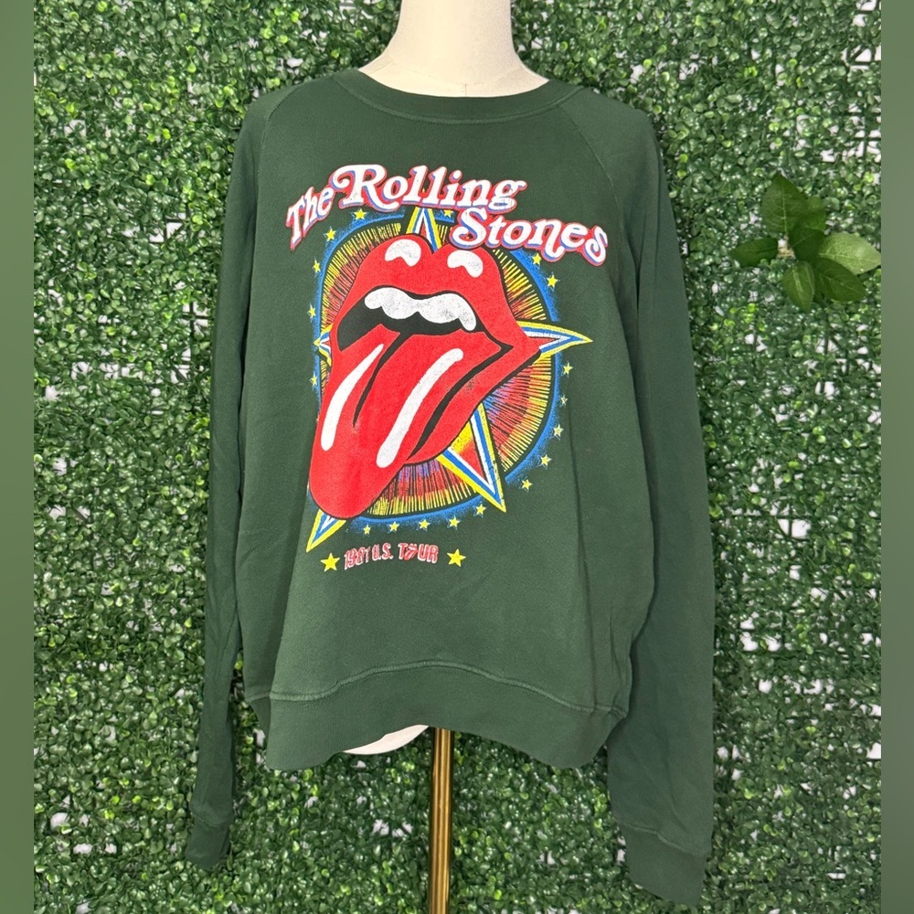 Daydreamer Forest Green Rolling Stones Sweatshirt NWOT